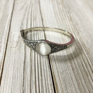 Silver Bracelet with White Stone